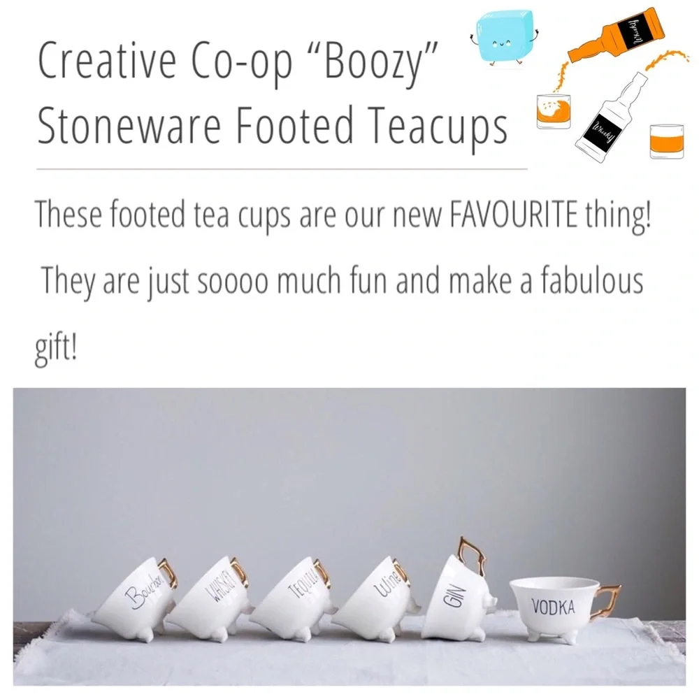 Creative Co-Op Boozy Stoneware Footed Tea Cup